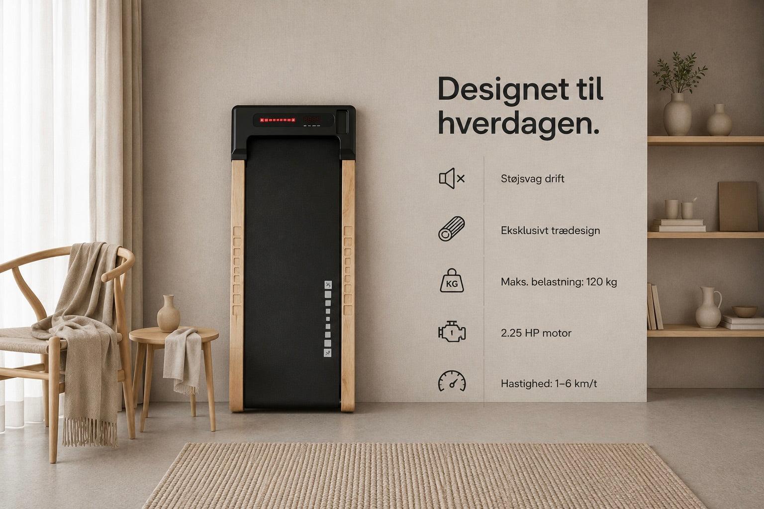 GoPad UrbanWalk gåbånd med træfinish og fjernbetjening
